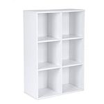 VASAGLE Wooden 3-Tier Bookcase Book Shelf Display Storage Shelf with 6 Compartments White LBC203D, 65,5 x 30 x 97,5 cm