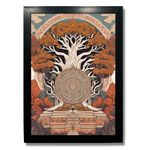 Kagaz Kala Wood - Mythical Mandala Art Wall Poster - Animal Mandala Wall Decor - Royal Animals Framed Poster - Wall Decor For Living Room Bedroom Dining Room (Tree, 30 Cm)