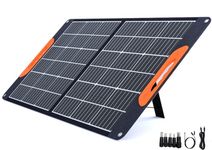 Mobisolar 100W Foldable Solar Panel Portable Monocrystalline Solar Charger for Power Stations Caravan Boat Camping Camper 12V Car Off-Grid Home RV Battery with USB and DC outputs (Mono PERC Design)