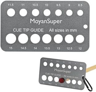 MoyanSuper Aluminum Cue Tip Gauge for Billiards – Measures 8.5mm–15mm Metal Cue Tip Sizer for Pool, Snooker, Break Cues Lightweight & Compact (5.1" x 3.3", 65g)