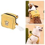 Podazz Dog Backpack, Puppy Backpack with Cute Embroidery Pattern, Pet Snack Toy Storage Bag,Harness Adjustable Chest and Back Integrated Saddlebag for Outdoor Travel Hiking Training -Yellow(M)