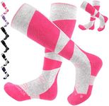 MORXPLOR Merino Wool Ski Socks 2 Pairs Pack for Men&Women,Skiing and Snowboarding Knee High Warm Socks for Cold Weather, Roseredgrey, Small