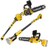 2-in-1 Cordless 8 Inch Pole Saw & Chainsaw for DeWalt 20V MAX* Battery, Brushless Motor, 7.1 lb Ultra-Lightweight, Auto Oiling, 14.2 FT Max Reach Pole Saw for Tree Trimming