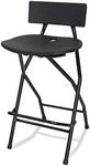 EventStable TitanPRO Folding Bar Stool with Backrest - Black Metal Frame Stool with Back Support - Durable and Sturdy Folding Stool for Outdoor Kitchen Shop Cafe