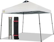 CROWN SHADES 9x9 Pop Up Canopy Tent, Beach Tent Sun Shelter for Outdoor Shades with Wheeled Bag, 8 Stakes, 4 Ropes, Canopy with 11x11 Base, Grey