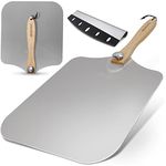 KITCHUS MOON Large Pizza Peel 16 inch - Extra Large Metal Pizza Peel with 14 inch Stainless Steel Pizza Cutter Rocker, Pizza Spatula Paddle to Move Large Pizza, Pizza Paddle with Folding Handle