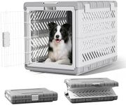 36 in Handle Basic Dog Crate for Indoor Use, Pet Kennel Cage, Light Grey