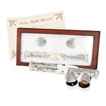 Stephan Baby Satin-Lined Rosewood Keepsake Box with Silver Plated Birth Certificate Holder, First Tooth and Curl Boxes