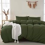 ATsense Duvet Cover King Size - Ultra Soft Microfiber, 3 Pieces Green Bedding Duvet Covers Set - Breathable and Easy Care, Comforter Cover with Zipper Ties