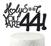 Happy 44th Birthday Cake Topper 44 Birthday Cake Toppers-Black Glitter, Funny 44th Cake Topper for Men,44 Cake Topper For Women, 44th birthday decorations,44th Birthday Cake Topper Forty Four