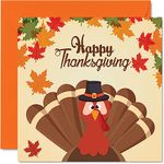 Thankgiving Greetings Card for Women Men - Thanksgiving Turkey - Sister Brother Cousin Uncle Auntie Mom Dad Grandma Grandpa, 145mm x 145mm Single Greeting Cards Gift