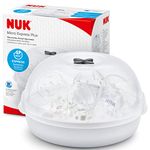 NUK Micro Express Plus Microwave Bottle Steriliser | Sterilises up to 4 Baby Bottles & Accessories in 4 Minutes | Fits Most Microwaves | Tongs for Hygienic Removal