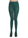 N2S NEXT2SKIN Women's Nylon Opaque Pantyhose Stockings With Super Stretch Waistband (Bottle Green, XL)