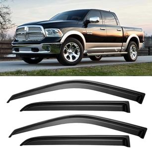 Window Visors Rain Guards for 2009-2018 Dodge Ram 1500 Crew/Mega Cab, Tape-on Window Vent Shade Deflectors for 2010-2024 Ram 2500 & 3500, 2019-2024 Ram 1500 (Classic Body Only)