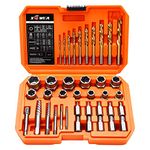 XEWEA Screw&Bolt Extractor Set and Drill Bit Kit, Easy Out Broken Lug Nut Extraction Socket Set 39Pcs