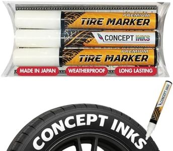 ConceptInks Premium Tire Marker Pens, White Waterproof Paint Markers For Car Tire Lettering, Made In Japan (3 Pack-White)