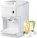 COSTWAY Electric Shaved Ice Machine, 460W Snow Cone Maker with Adjustable Ice Fineness, 265 Lbs/H, Full Open Design for Easy Cleaning, Ice Crusher for Home Kitchen Restaurant Commercial Use, White