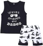 U·nikaka Infant Toddler Baby boy Clothes Summer Short Sleeve Vest Cotton Tops+Pants 2PCS Black Blue Camo White Red, Black, 18-24 Months