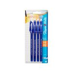 PAPERMATE EraserMate Stick Ballpoint Pen, Medium Point, Blue Ink, 5-Count