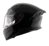 Axor Apex Solid ISI ECE DOT Certified Glossy Black Full Face Dual Visor Helmet for Men and Women with Pinlock Fitted Outer Clear Visor and Inner Smoke Sun Visor Black(L)