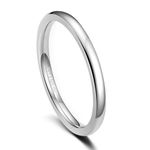 TIGRADE 2mm 4mm 6mm 8mm Titanium Plain Dome High Polished Wedding Band Ring Comfort Fit Men Women,2mm,Size 9