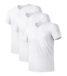 DAVID ARCHY Men's 3 Pack Bamboo Rayon Underwear Soft Comfy V-Neck Undershirts (M, White)