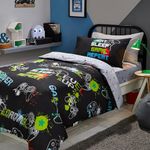 Bedlam - Black Gaming Duvet Cover - Single Bedding Size (200 x 140cm) - Glow in the Dark Bedding - Reversible (2 Designs) - Gaming Bedding - Gamer Duvet Cover in Black - Gaming Bedroom Accessories