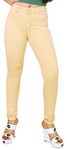 FCK-3 Stretchable Denim Pencil Fit Beige Color Regular Fit High Waist Jeans for Women-32