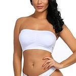 Seamless Bandeau Bra Boob Tube Bra – Strapless – Stretch White