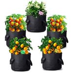 Decor & More – Grow Bags with Durable Handles & Reinforced Stitching,Thick Non-Woven Fabric | 280 GSM Grow Bag for All Plants, Garden Accessories| Grow Bags 12x12 inch Pack of 5 – Black