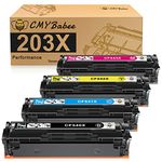 CMYBabee 203X Toner Compatible for HP 203X CF540X for HP Color Laserjet Pro MFP M281fdw for HP M281fdn Toner M254dw M254nw M280nw M254dn (4 Pack) 203A CF540A CF541X CF542X CF543X