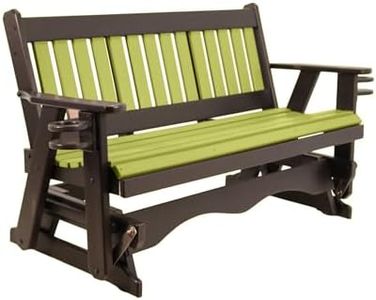 Ecommersify Inc 5FT Amish Glider Handmade in USA Poly Lumber Wood Mission Porch Glider with Cupholders HeavyDuty Everlasting PolyTuf HDPE No Wood fibers and 1000 lbs Limit,Stainless Steel Hardware