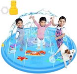 Black Rhino Dog Splash Pad Inflatable - Sprinkler Pad - Fun Outdoor Dog Pool Non Slip Splash Pad - Summer Activity Water Play Mat, Durable Doggie Fountain - Blue - 66.9" x 1.18"