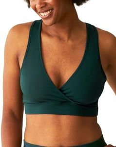 Kindred Bravely French Terry Nursing Bra for Breastfeeding and Sleep, Racerback Crossover, Soft and Stretchy Maternity Bra (Evergreen, X-Large)