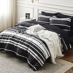 Bedsure Bed in a Bag California King Size 7 Pieces, Black White Striped Bedding Comforter Sets All Season Bed Set, 2 Pillow Shams, Flat Sheet, Fitted Sheet and 2 Pillowcases