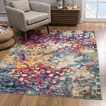 Rug Branch Savannah 8' x 10' (7'9" X 10'9") Boho Indoor Area Rug, Abstract, Yellow Blue - Living Room, Bedroom, Dining Room, and Kitchen