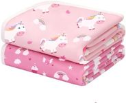 Yukkidds 2 Pack of Potty Training Bed Pads, Waterproof Bed Wetting Sheets for Kids, Washable Toddler Bedwetting Mattress Protector 75x90 cm (Pink Unicorn)