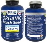 Naka Platinum Organic Black Seed oil, 100% PURE, 1250 mg per softgel, ULTRA STRENGTH, Cold Pressed, 2-3% Thymoquinone, Made in Canada (160 softgels (Pack of 1))