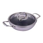 Wonderchef Stanton 28 cm Non-Stick Kadhai/Kadai with Lid - 3.4 Litre | 3 ply Steel