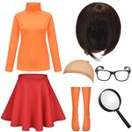 HMPRT Velma Dinkley Costume Adult,Sexy Halloween Daphne and Shaggy Cosplay Outfit for Women,L