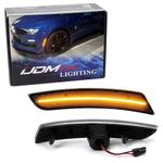 iJDMTOY Smoked Lens Amber Full Led Front Side Marker Light Kit For 2016-Up Chevy Camaro, 2014-Up Cadillac Cts, 2015-Up Cadillac Ats, Powered By 45-Smd Led, Replace Oem Sidemarker Lamps