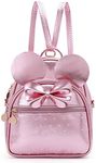 Girls Bowknot Polka Dot Cute Mini Backpack Small Daypacks Convertible Shoulder Bag Purse for Women (848 Fluorescent Pink)