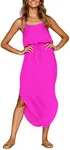 NERLEROLIAN Women's Adjustable Strappy Split Summer Beach Casual Midi Dress………… Hot Pink