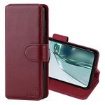 CHALK & HIDE - Real Leather Book Wallet Flip Case Cover For Motorola Moto G62 5G, Real Leather Design With Card Slot, Magnetic Closure and Built In Stand - Burgundy