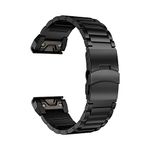 LDFAS Fenix 8/7X/6X/5X Plus Band, Sport Quick Release Easy Fit 26mm Stainless Steel Metal Bands with Safety Buckle Compatible for Garmin Fenix 7X/6X Pro5X/5X Plus/3/3HR Bands, Black