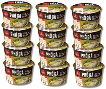 VIFON Pho Ga Vietnamese Chicken Flavor Rice Noodle in Paper Bowl, 70g (Pack of 12) | Authentic Vietnamese Instant Pho | Halal Certified | Includes Seasoning & Oil Packets | Ready in 3 Minutes