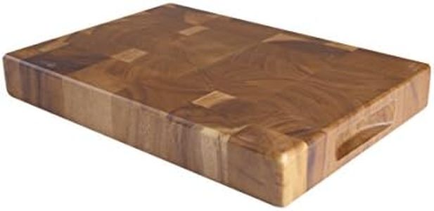 T&G Tuscany Rectangular End Grain Chopping Board with Finger Grooves in Acacia, Medium, 38 x 26 x 4 cm