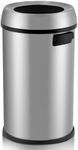 MERXENG 65L/17 Gallon Heavy Duty Commercial/Kitchen Trash Can, Open Top Waste Bin for Office Bedroom Bathroom, Brushed Stainless Steel Finish