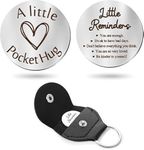 Nishabb Pocket Hug Token Long Distance Relationship Keepsake Stainless Steel Double Sided Inspirational Gift with PU Leather Keychain (Little Reminders)