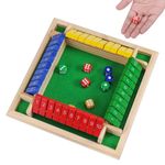 Fentar Shut the Box Game 4 Player, Puzzle Dice Games, Premium Wooden Dice Board Game, Fun Close the Box Game, Colorful Wooden Games with 8 Dices, Educational Table Math Game, Holiday Games for Family